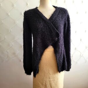 Foreign Exchange Fold Over Boucle Sweater / Size Small
